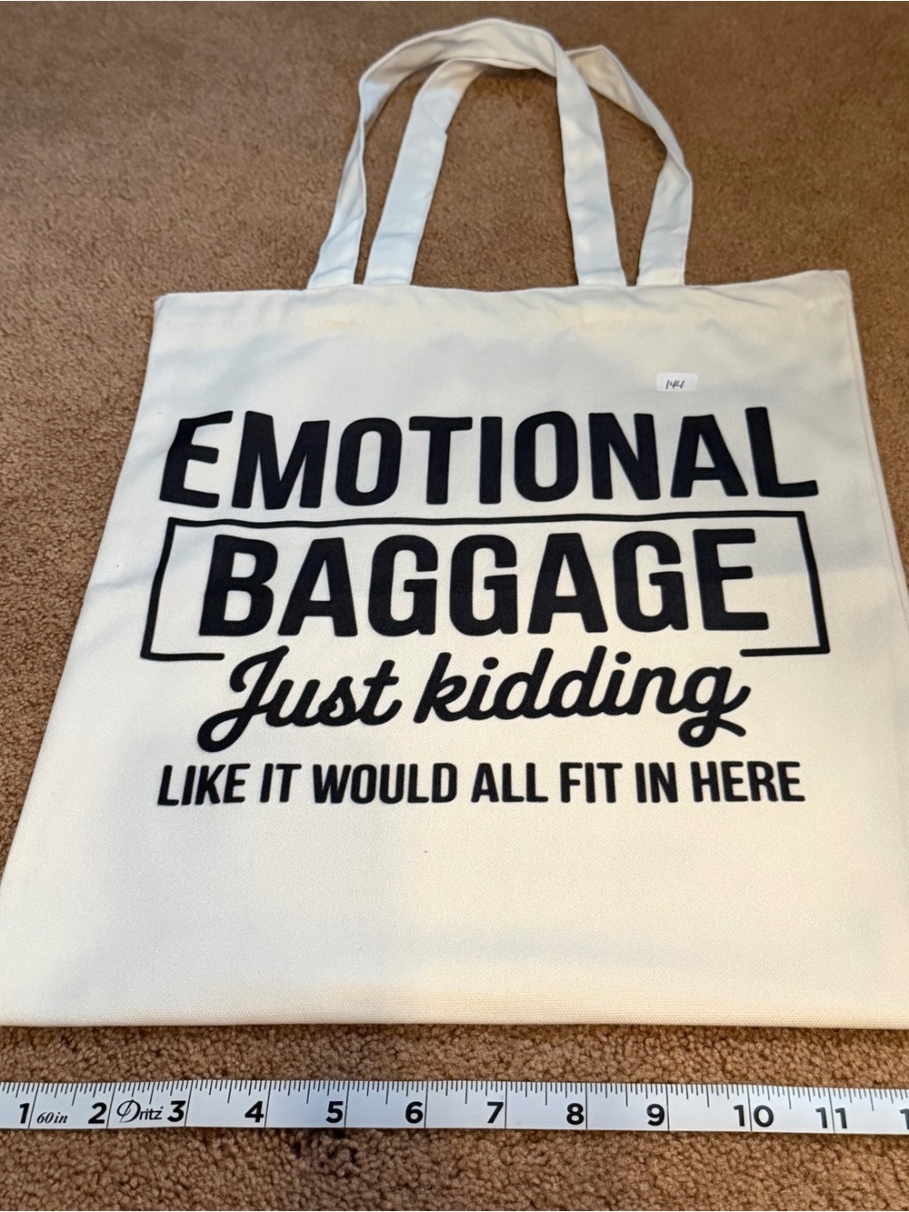 Canvas Tote Bag - White with Black Print - Emotional Baggage